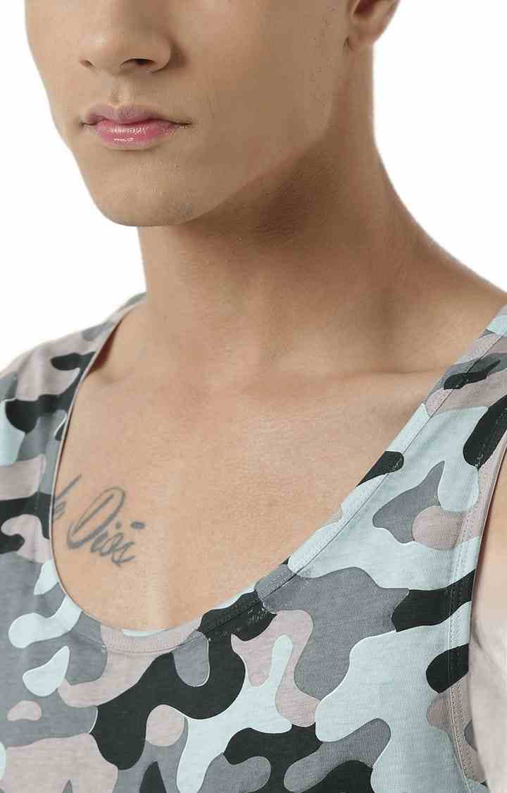 Men's Multicolor Cotton Camouflage Printed Vest