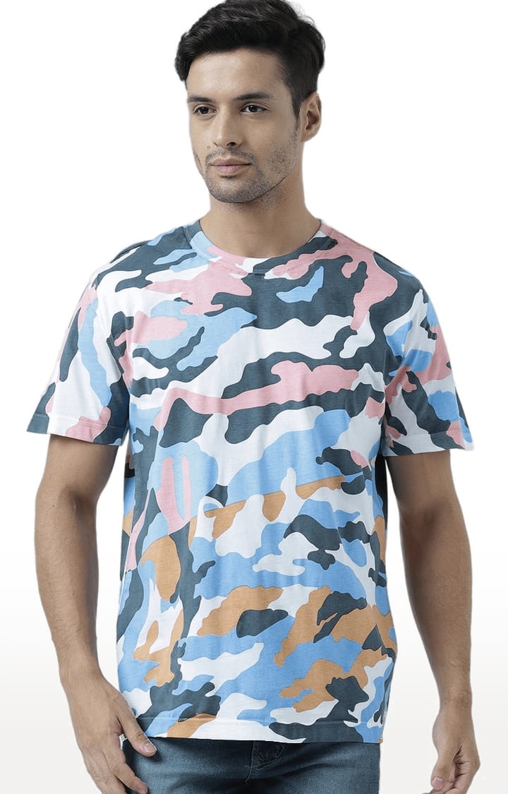 HUETRAP | Men's Multicolour Cotton Camouflage Regular T-Shirt 0