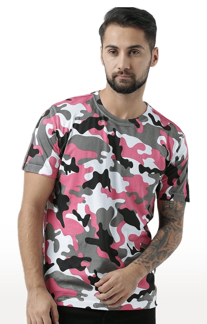 HUETRAP | Men's Multicolour Cotton Camouflage Regular T-Shirt 0