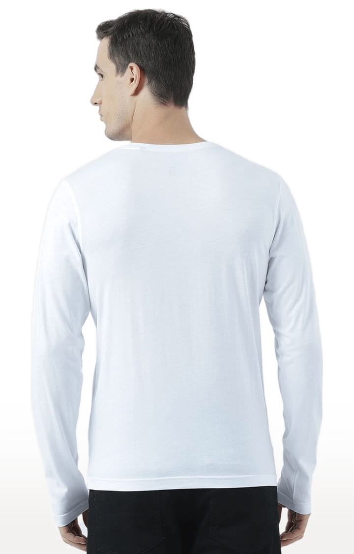 HUETRAP | Men's White Cotton Typographic Printed Regular T-Shirt 4