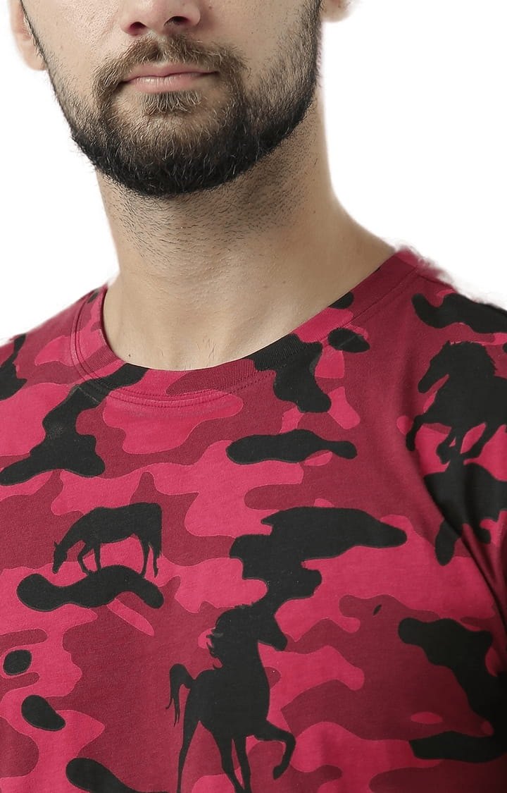 Men's Red Camouflage Regular T-Shirt