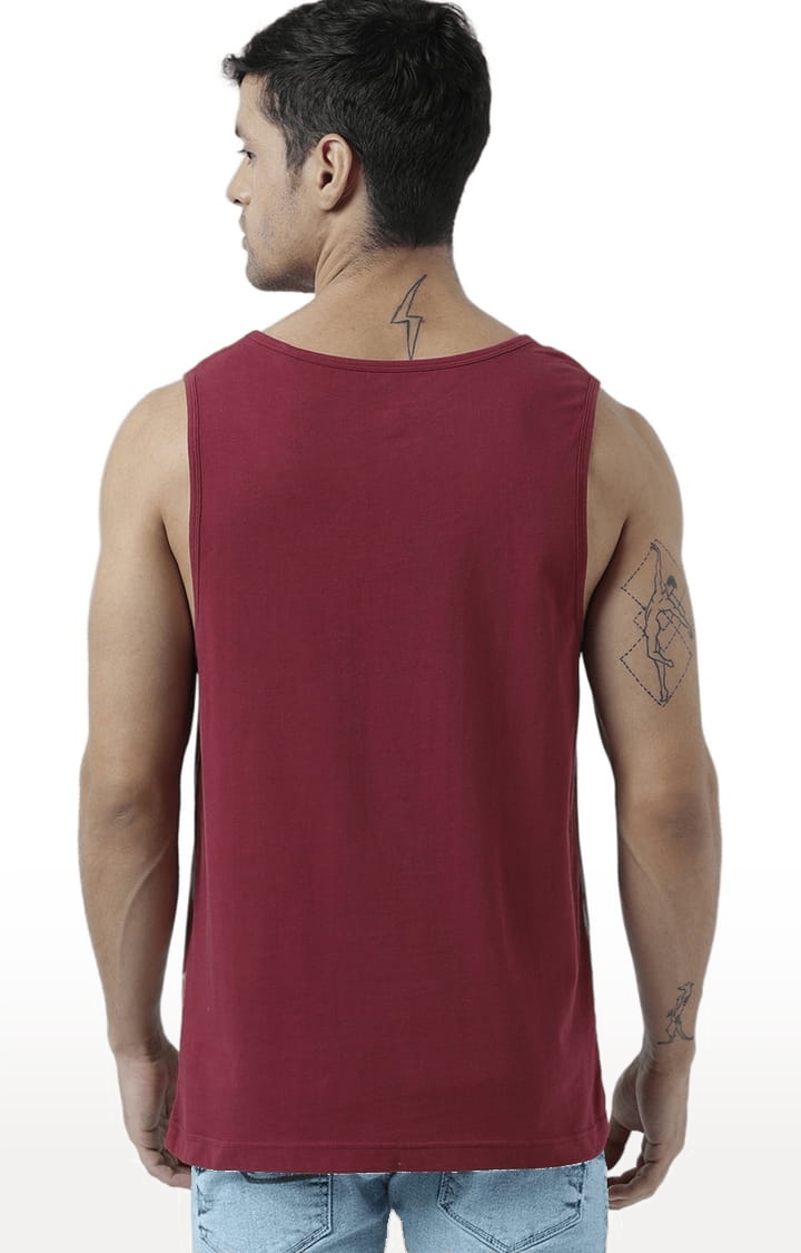 HUETRAP | Men's Red Cotton Printed Vest 4