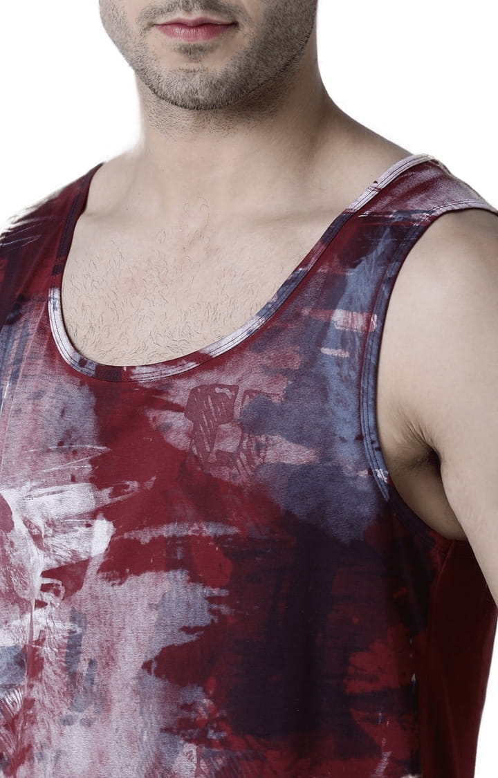 HUETRAP | Men's Red Cotton Printed Vest 4