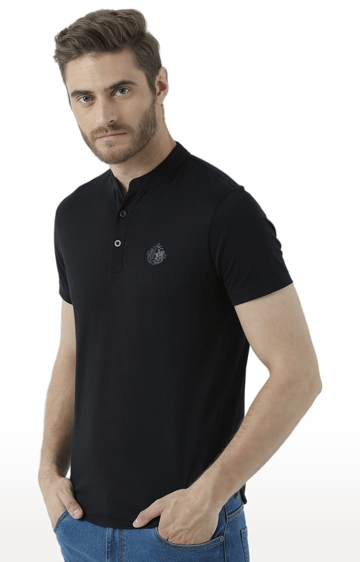 Men's Black Solid Regular T-Shirt