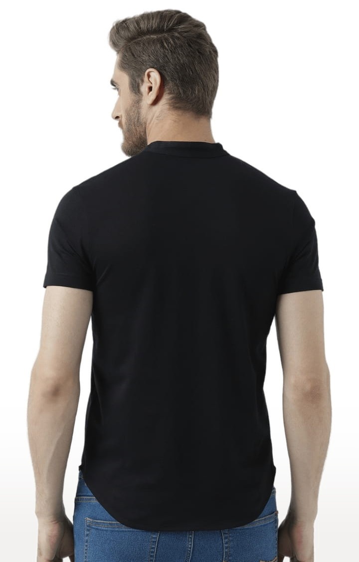 Men's Black Solid Regular T-Shirt