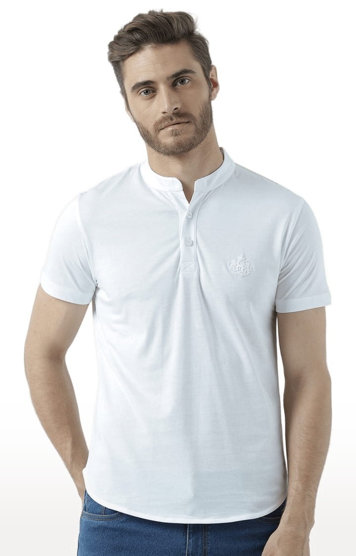 Men's White Solid Regular T-Shirt