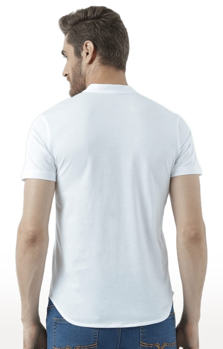 Men's White Solid Regular T-Shirt