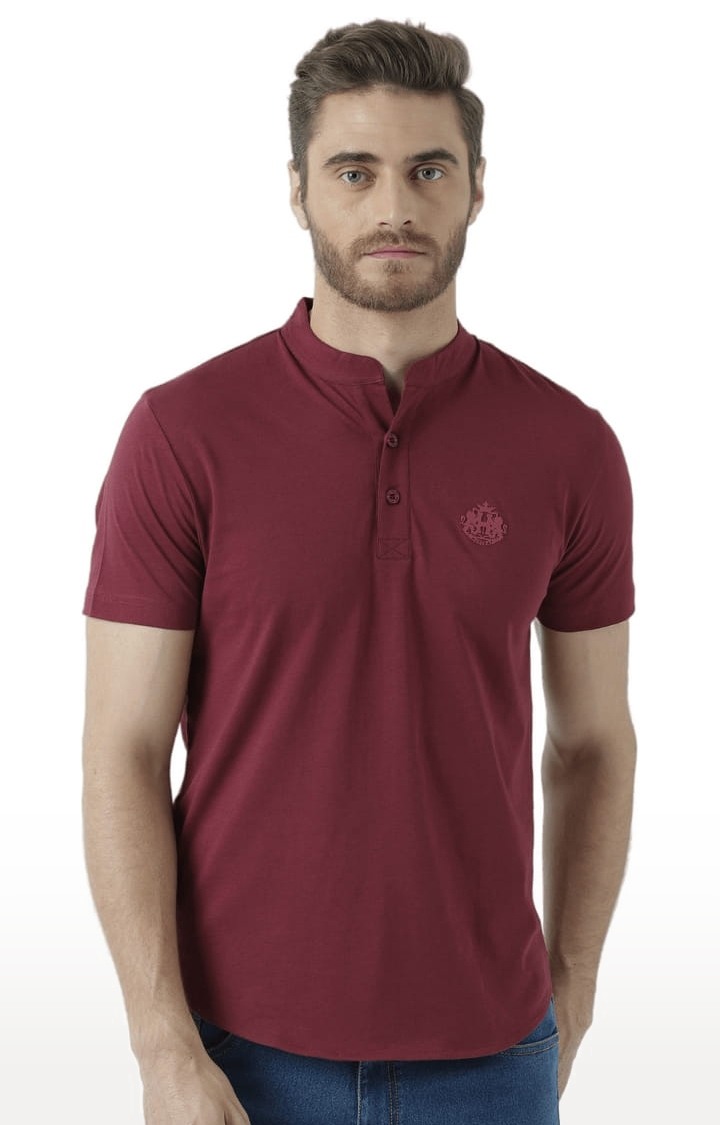 Men's Red Solid Regular T-Shirt