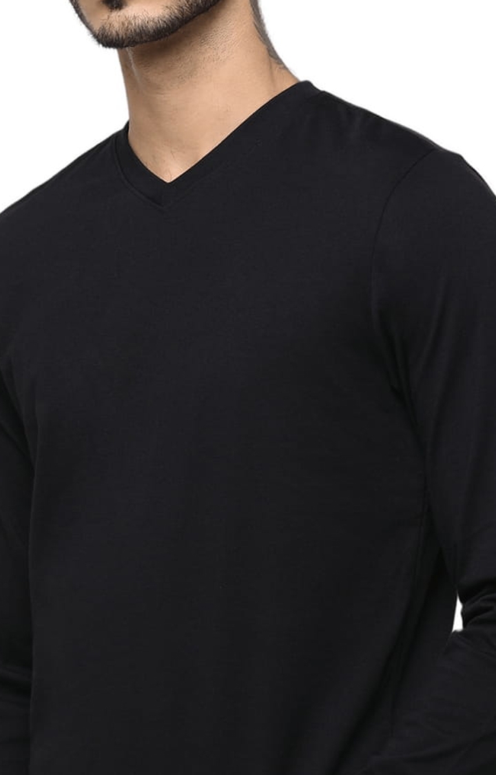 HUETRAP | Men's Black Cotton Solid Regular T-Shirt 3