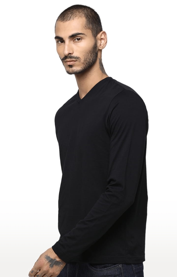 HUETRAP | Men's Black Cotton Solid Regular T-Shirt 1