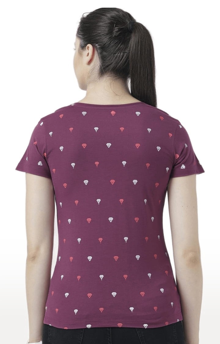 Women's Pink Printed Regular T-Shirt