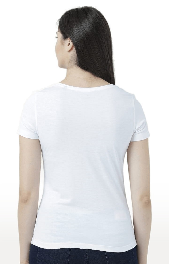 Women's White Printed Regular T-Shirt