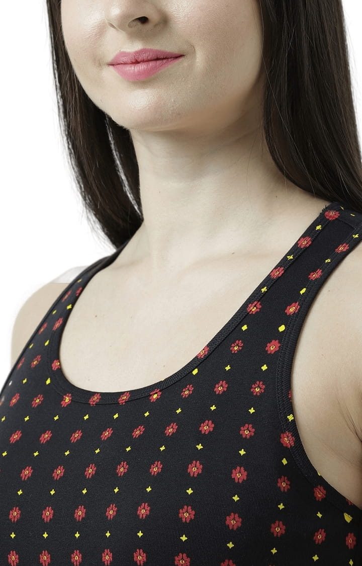 Women's Black Printed Tank Top