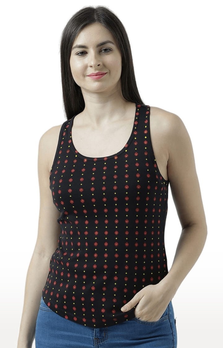 HUETRAP | Women's Black Printed Tank Top