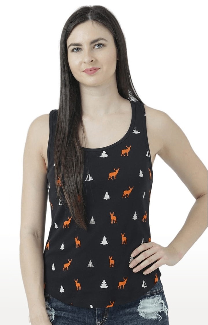 HUETRAP | Women's Black Printed Tank Top