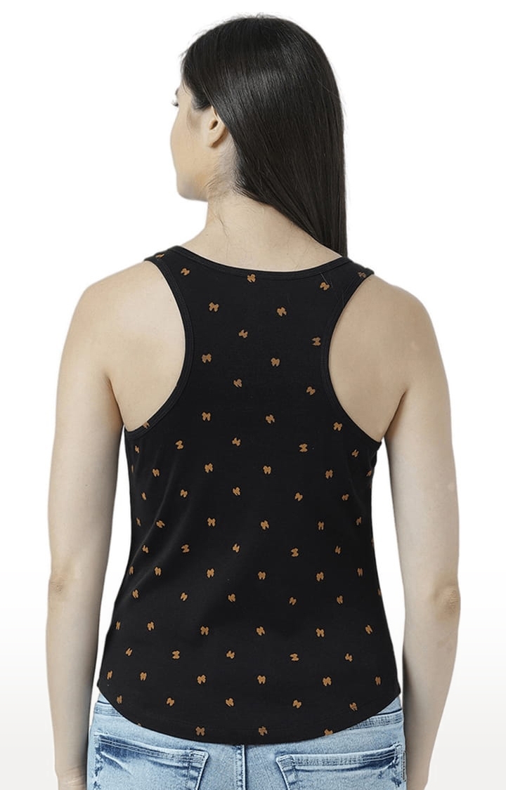 Women's Black Printed Tank Top