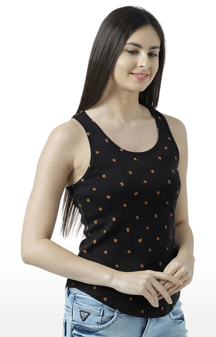 Women's Black Printed Tank Top