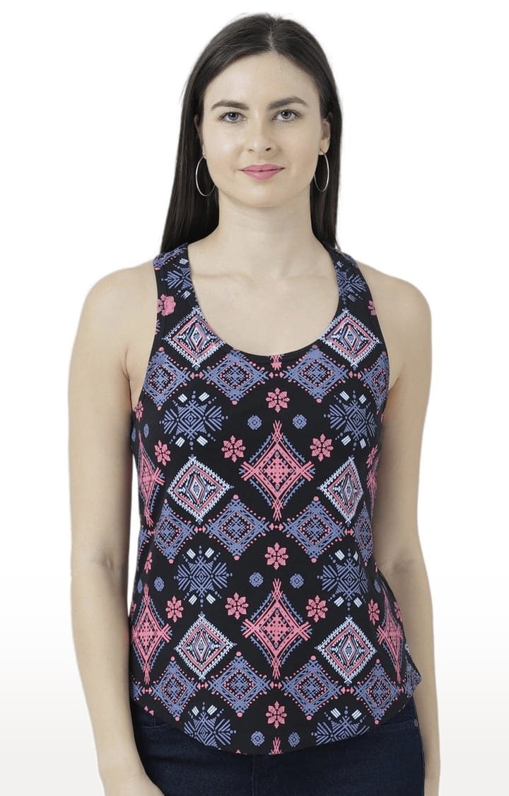HUETRAP | Women's Black Printed Tank Top
