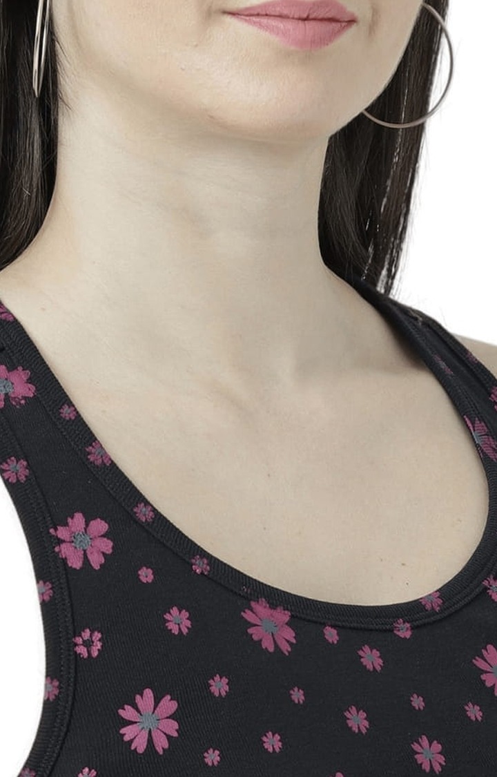 Women's Black Floral Tank Top