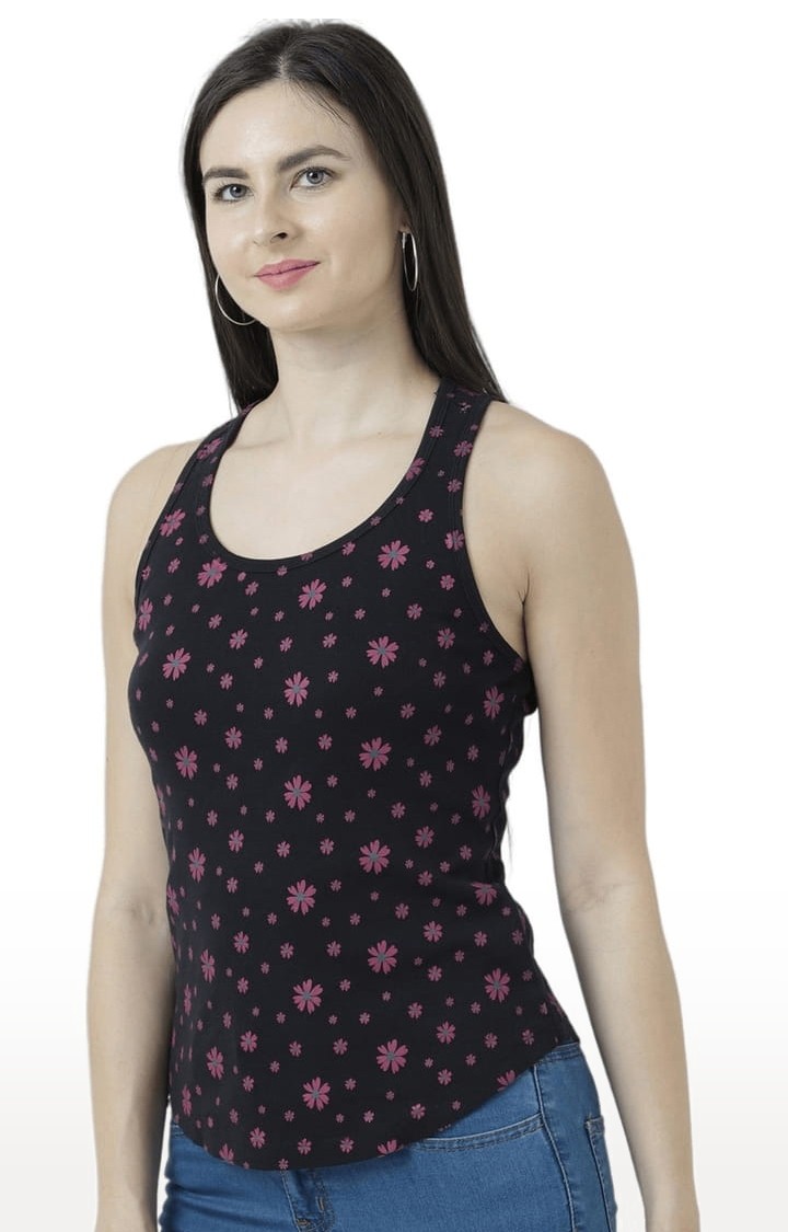 Women's Black Floral Tank Top