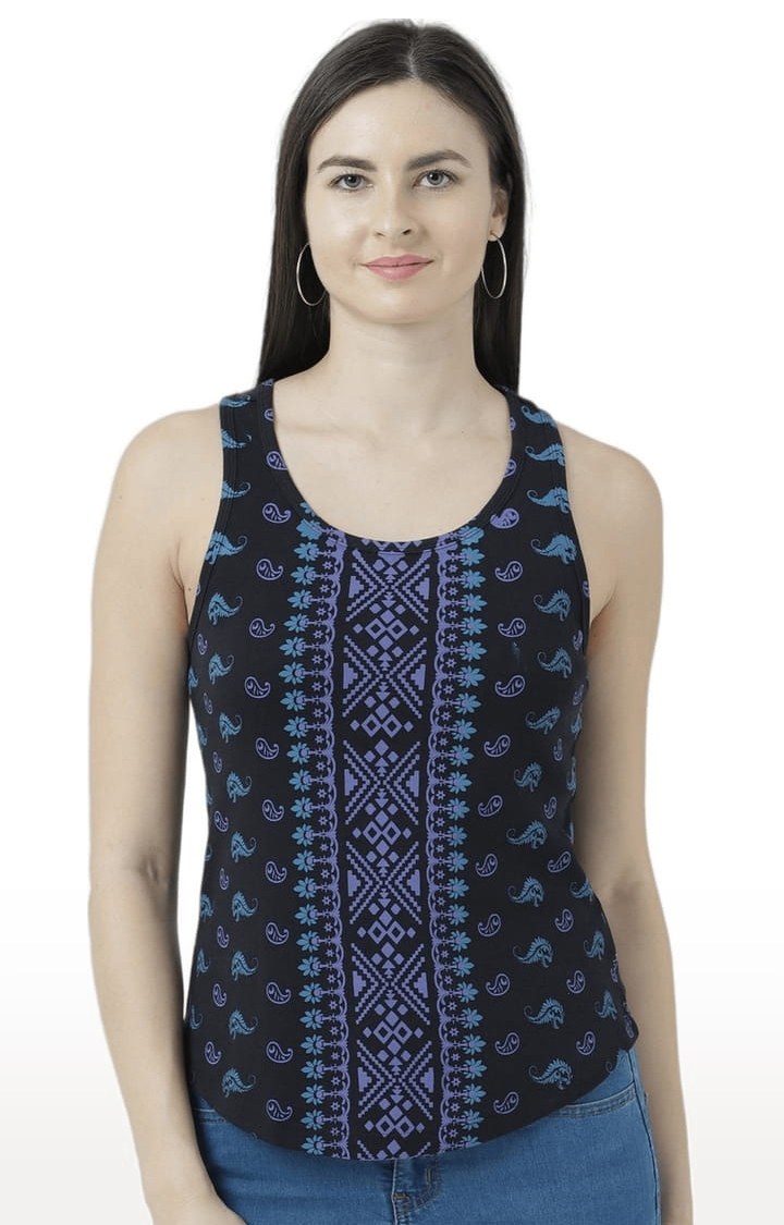 HUETRAP | Women's Black Printed Tank Top