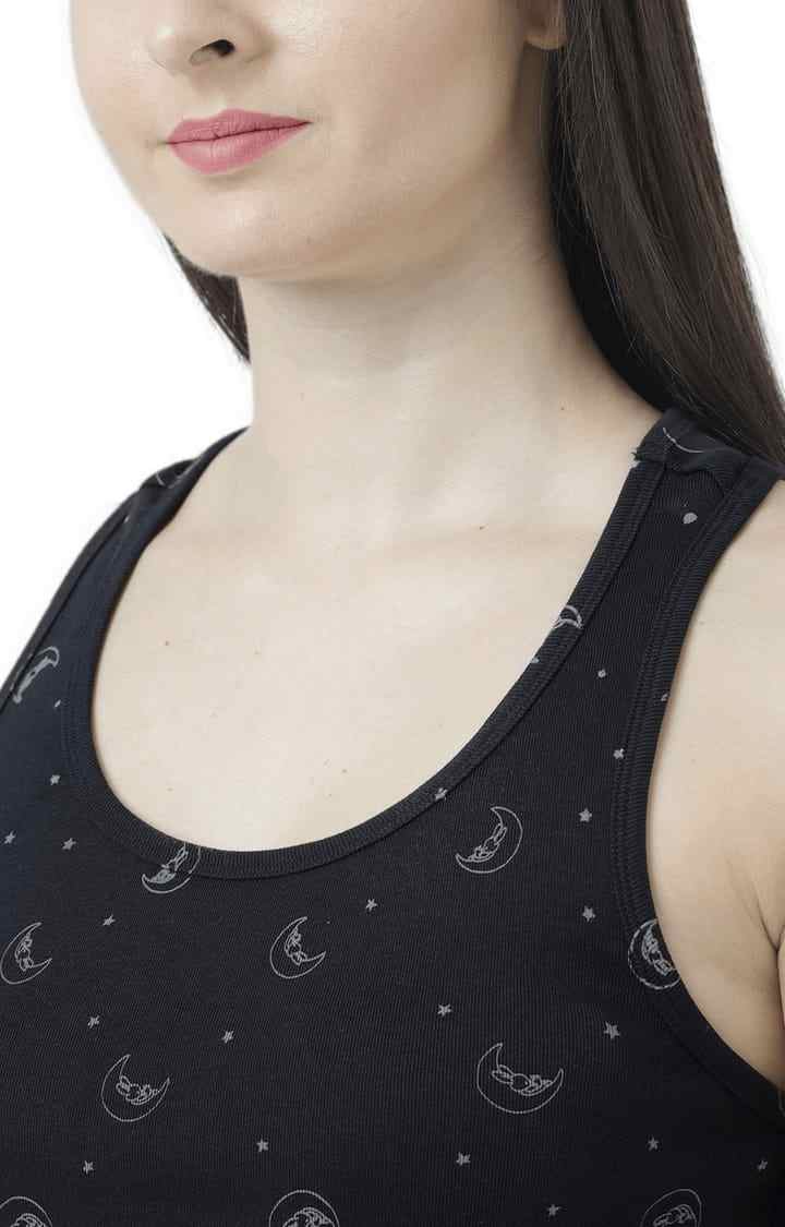 HUETRAP | Women's Black Cotton Printed Tank Top 5