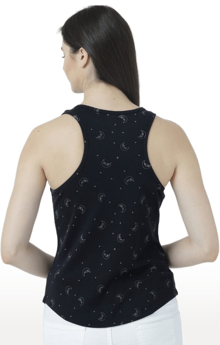 HUETRAP | Women's Black Cotton Printed Tank Top 4