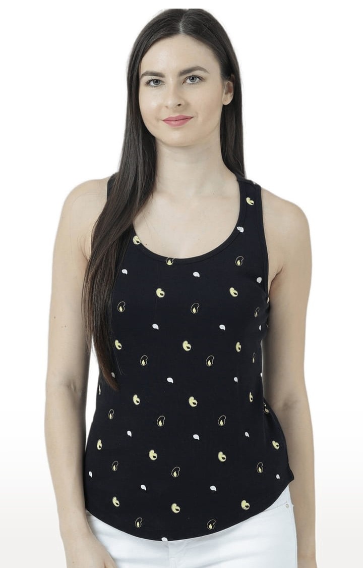 HUETRAP | Women's Black Printed Tank Top