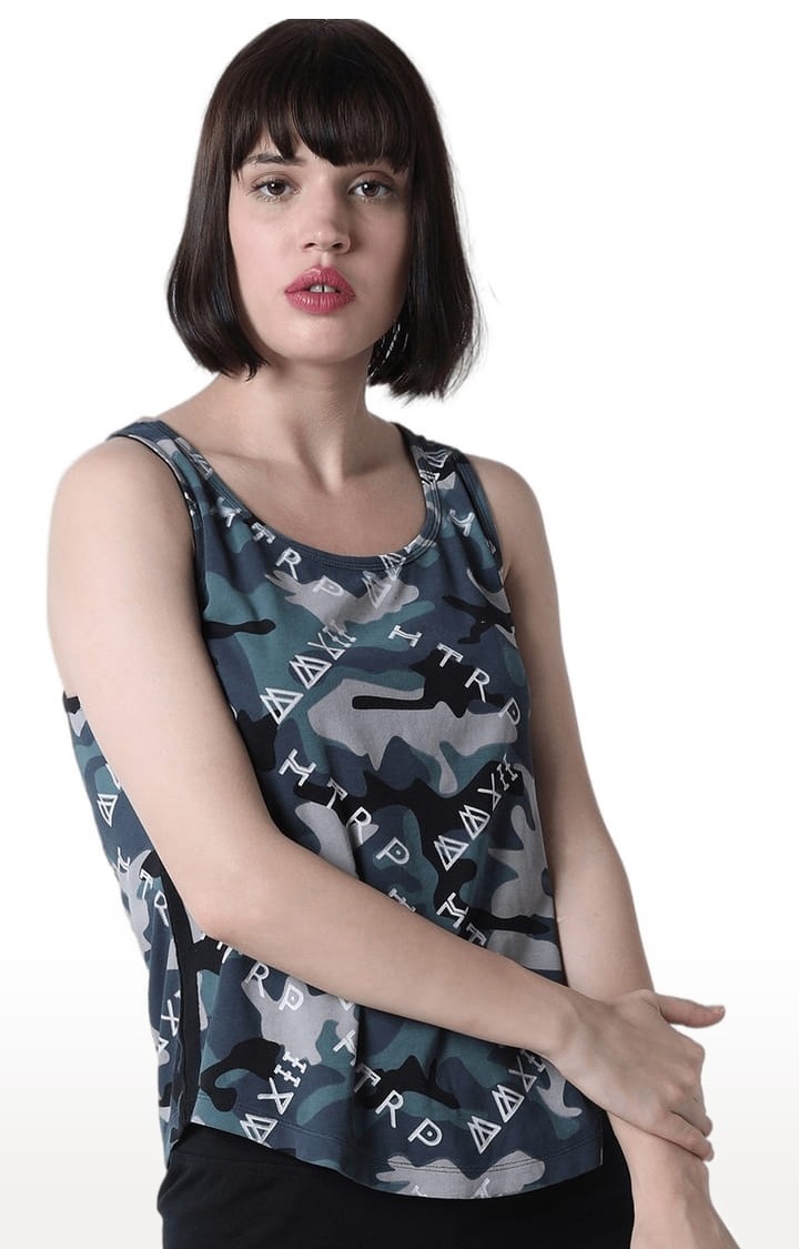 HUETRAP | Women's Multicolour Camouflage Tank Top