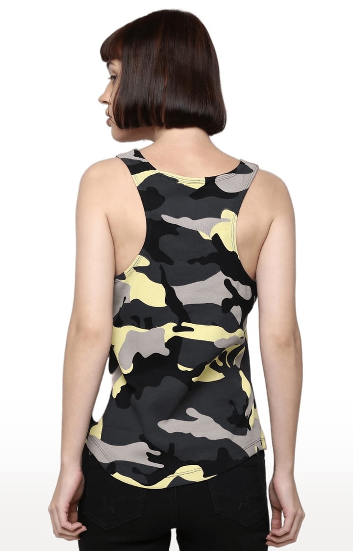 HUETRAP | Women's Multicolour Cotton Camouflage Tank Top 3