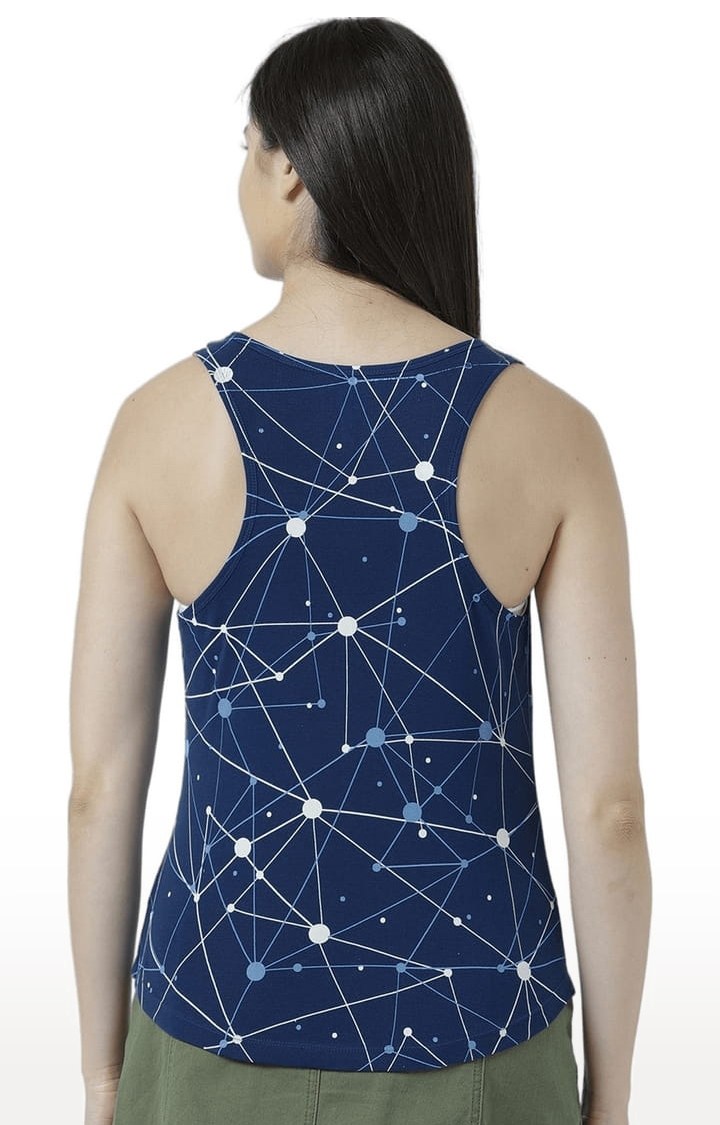 Women's Navy Blue Printed Tank Top