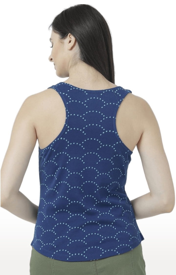 Women's Navy Blue Printed Tank Top
