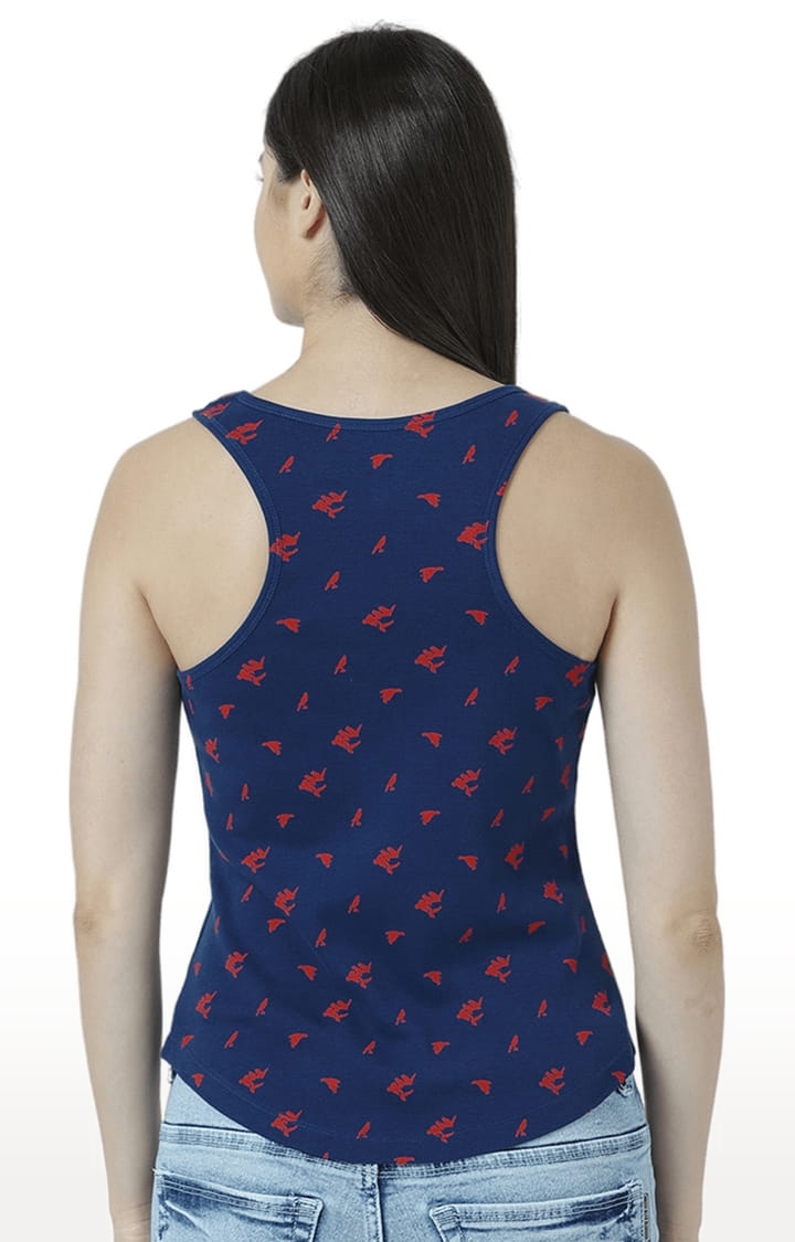 Women's Navy Blue Printed Tank Top