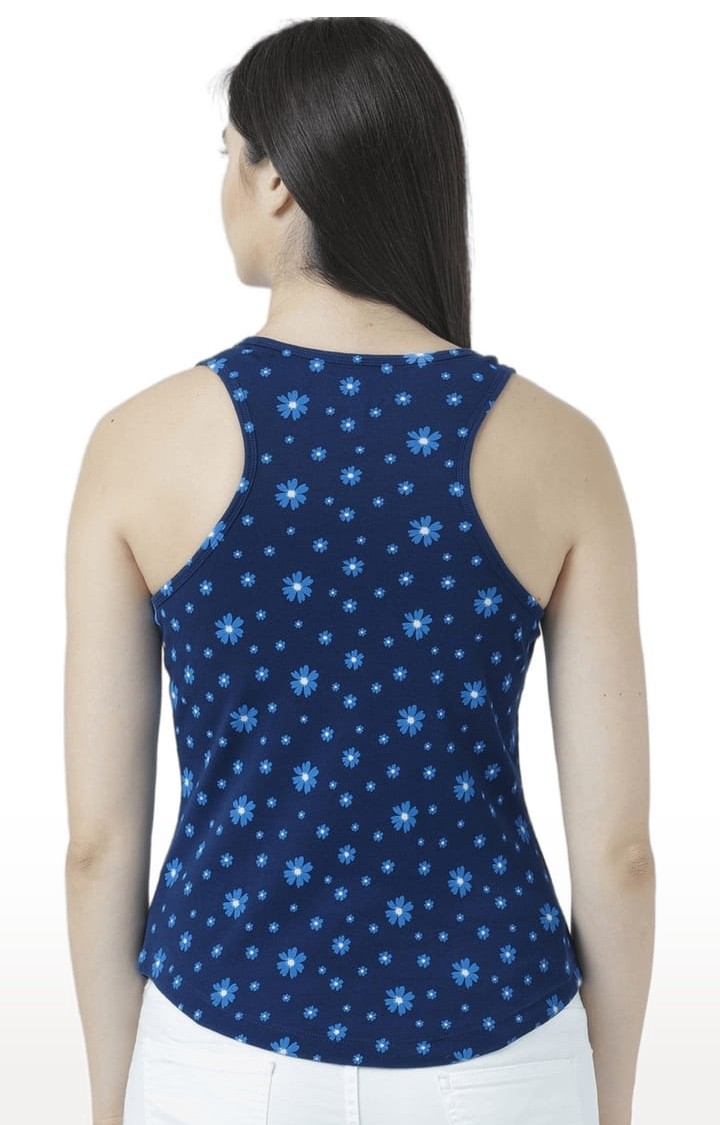Women's Navy Blue Printed Tank Top