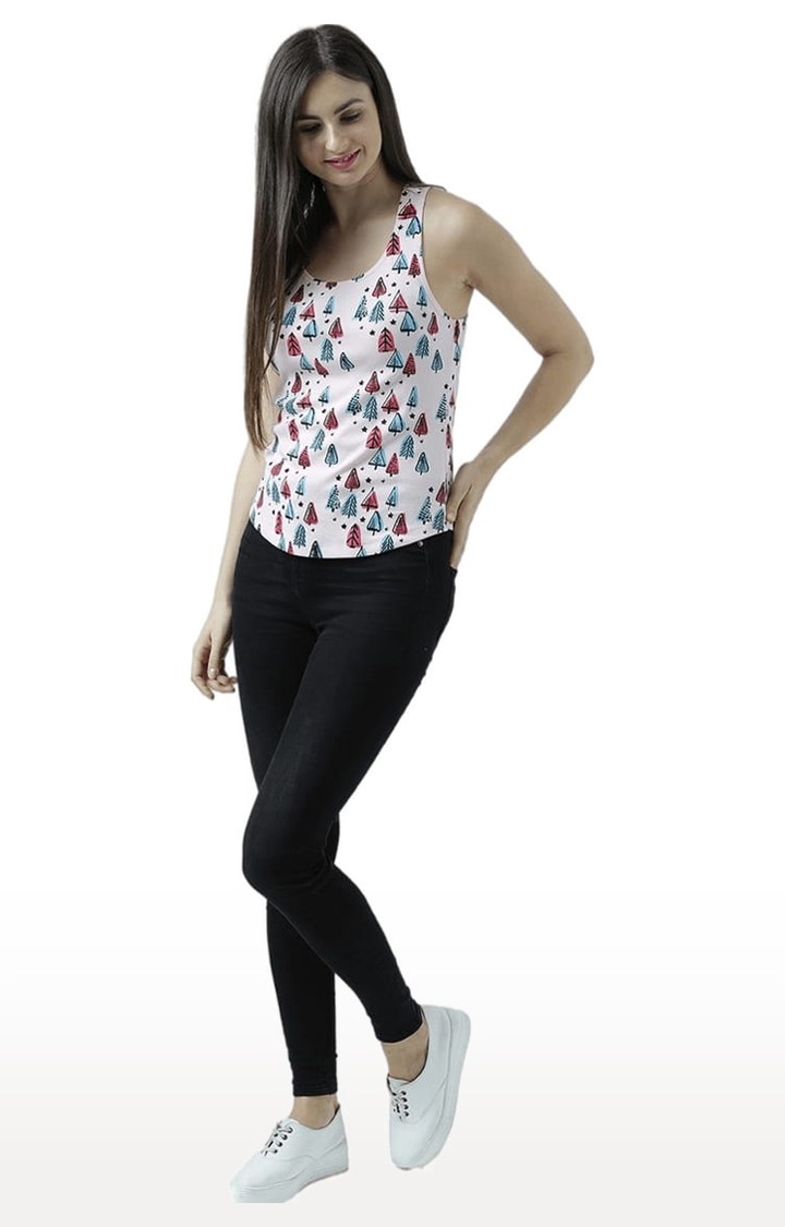 Women's Light Pink Printed Tank Top