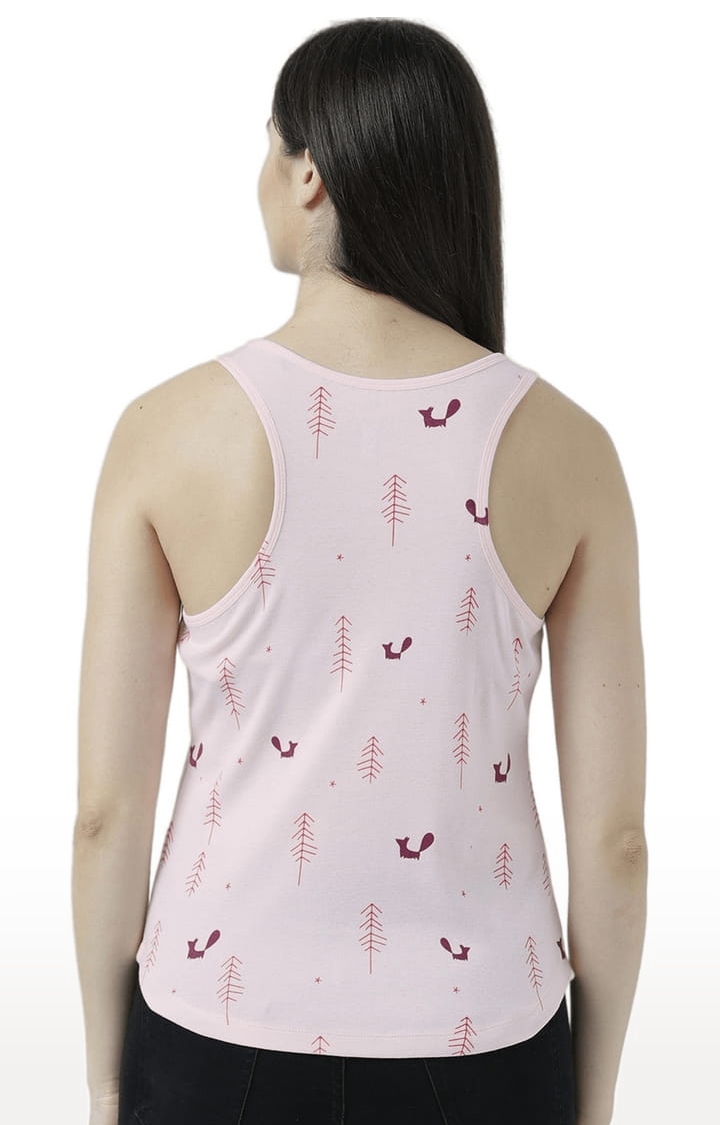 Women's Light Pink Printed Tank Top