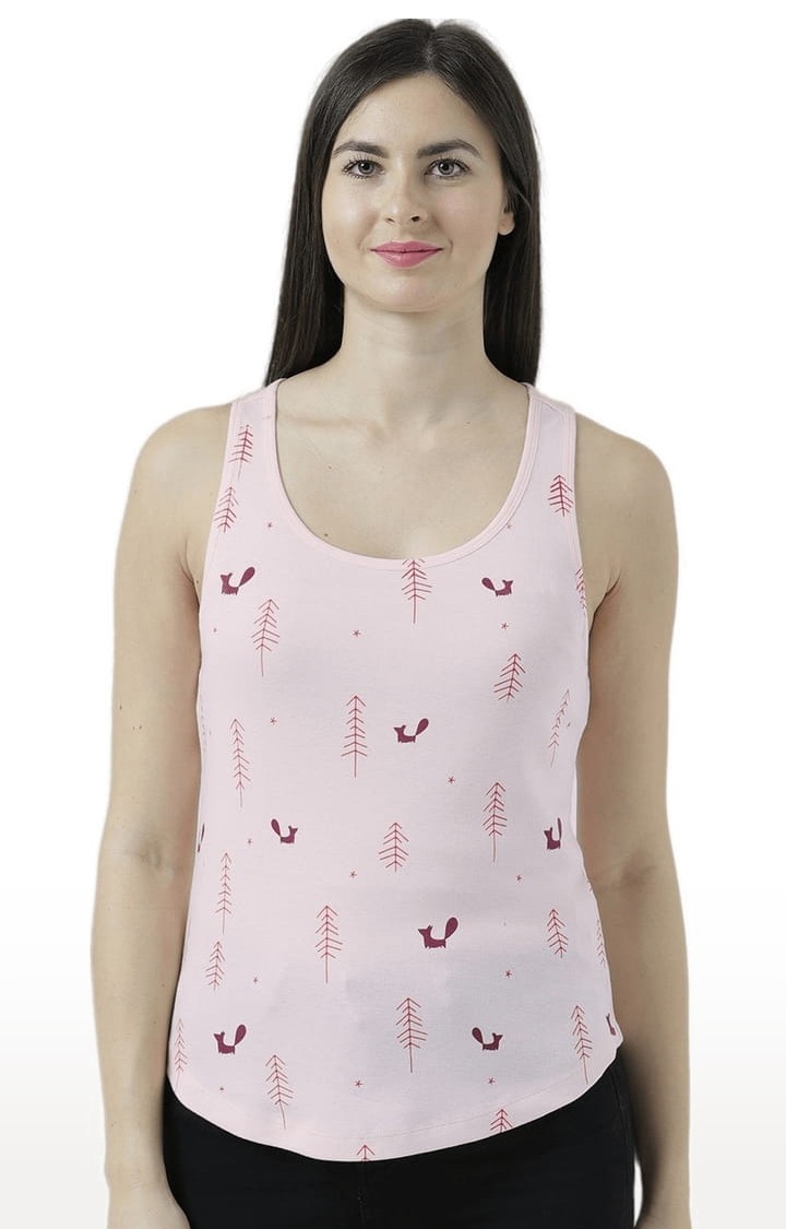 HUETRAP | Women's Light Pink Printed Tank Top