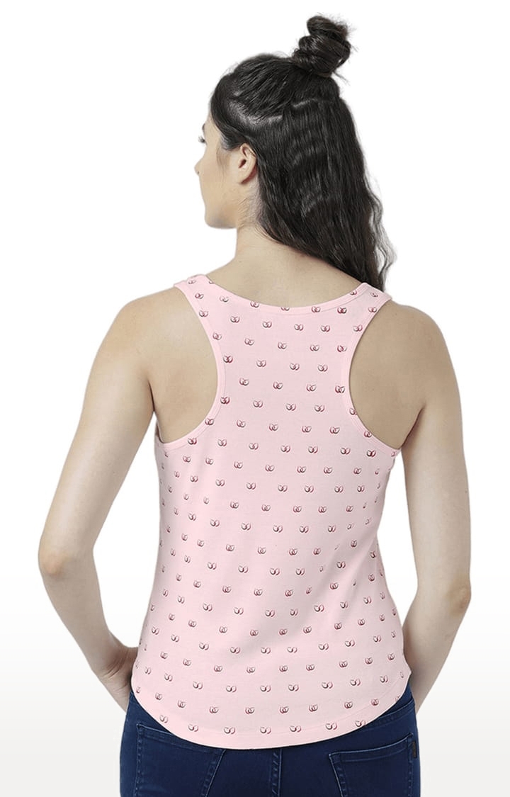Women's Light Pink Printed Tank Top