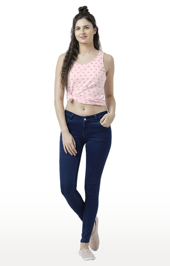 Women's Light Pink Printed Tank Top
