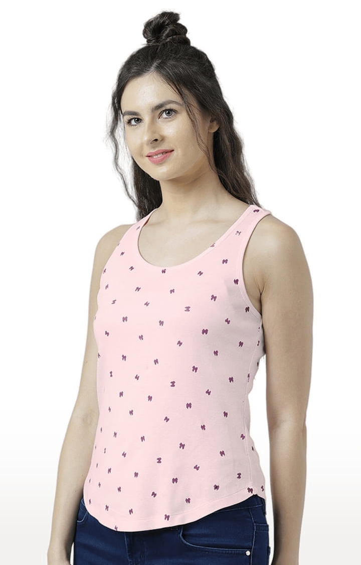 Women's Light Pink Printed Tank Top