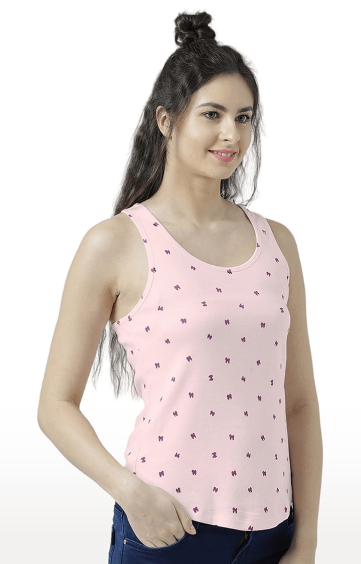 Women's Light Pink Printed Tank Top