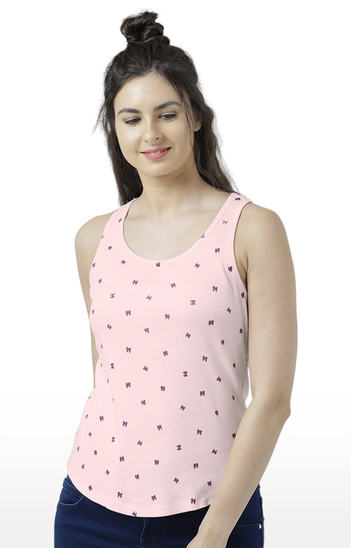 Women's Light Pink Printed Tank Top
