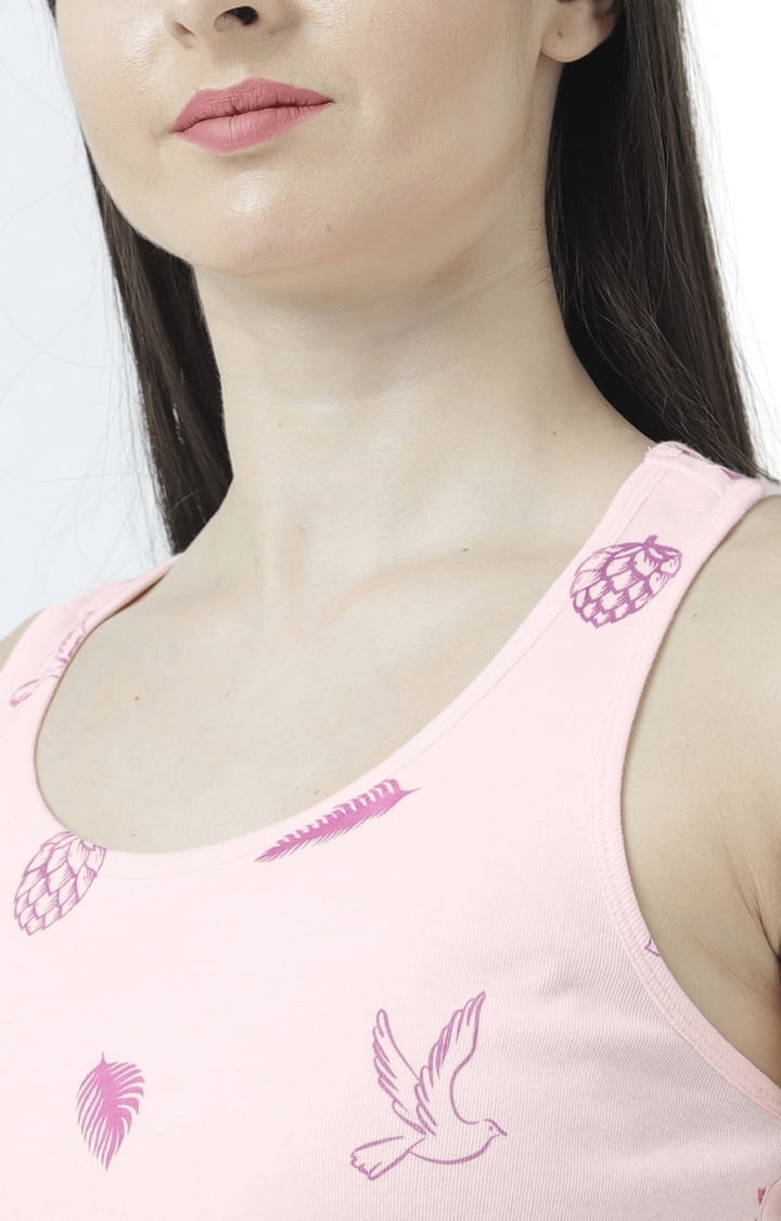Women's Light Pink Printed Tank Top