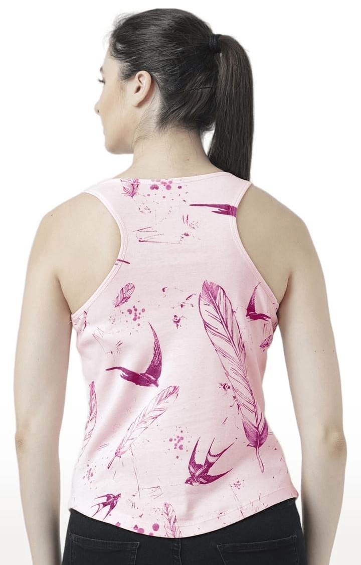 Women's Light Pink Printed Tank Top