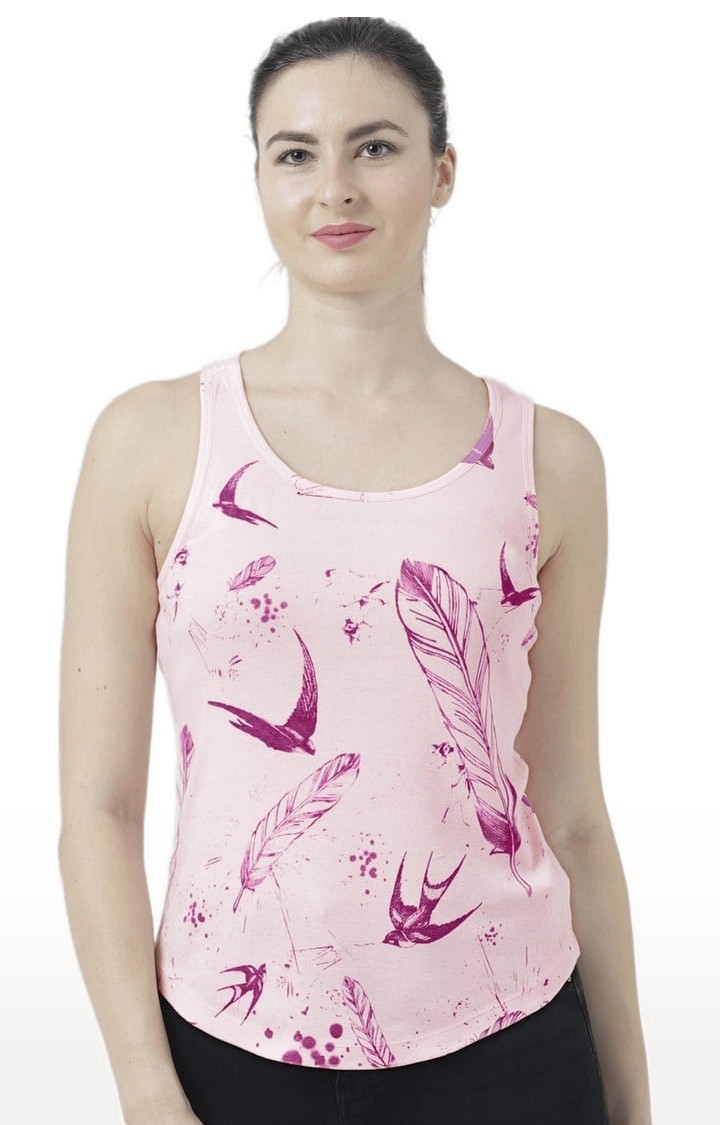 HUETRAP | Women's Light Pink Printed Tank Top