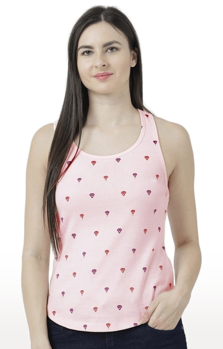 HUETRAP | Women's Light Pink Printed Tank Top