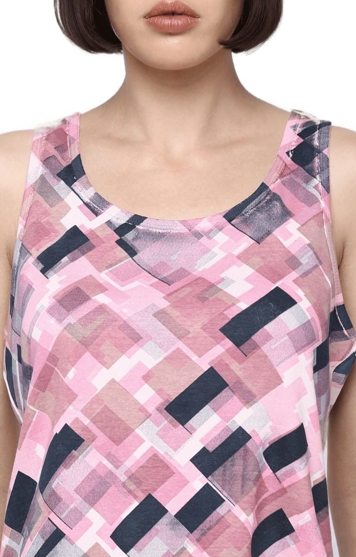 Women's Light Pink Printed Tank Top