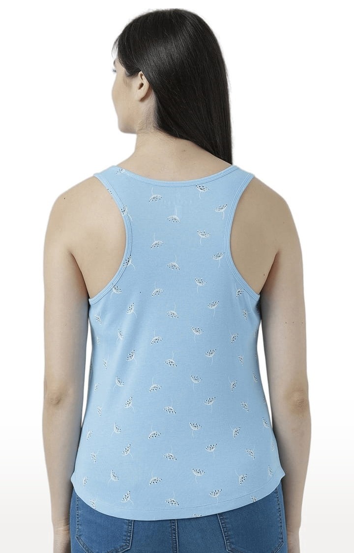 Women's Light Blue Printed Tank Top