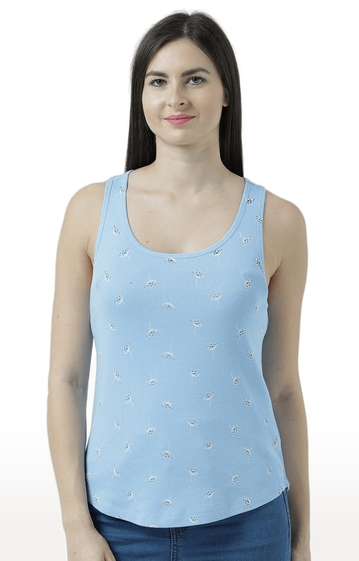 HUETRAP | Women's Light Blue Printed Tank Top