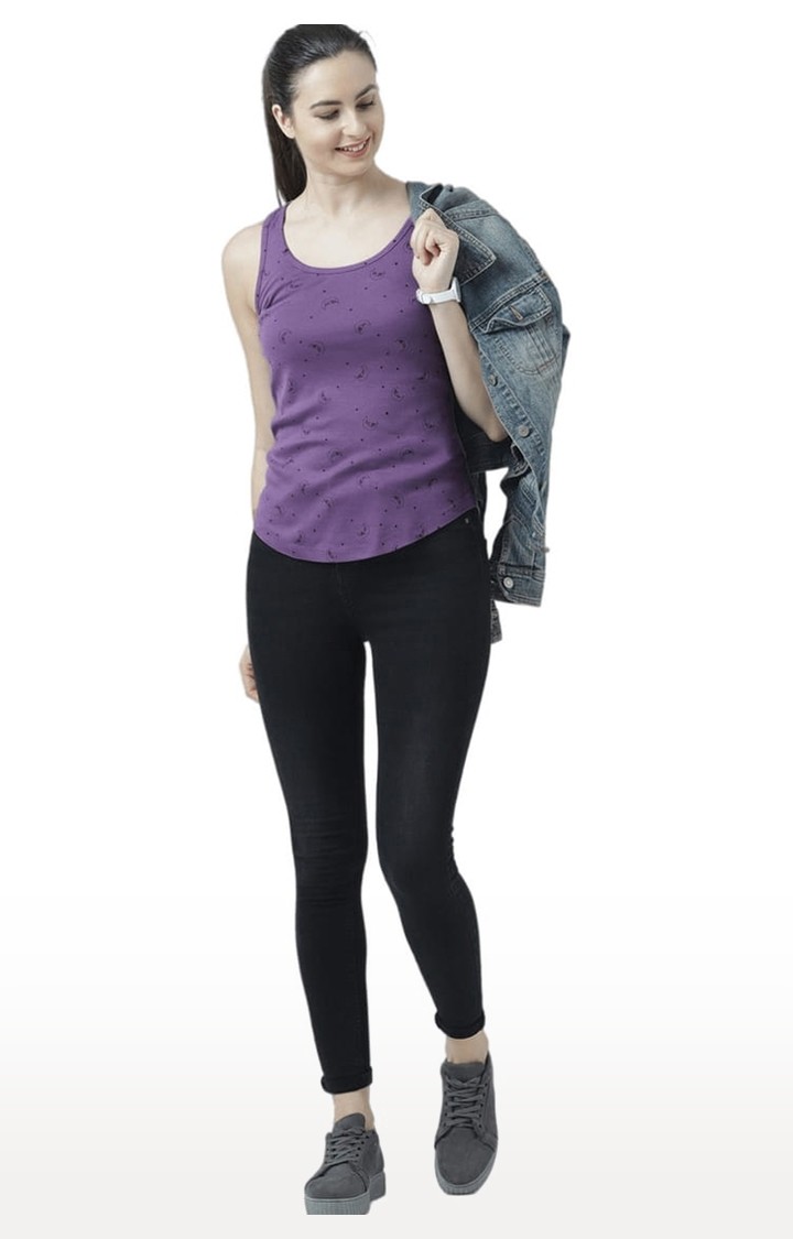 Women's Purple Printed Tank Top